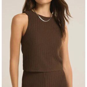 NWT Z Supply Lorraine Rib Tank Top Dark Chocolate Size Medium